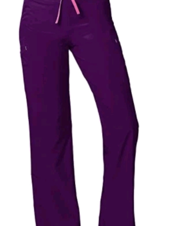 smitten Pants - Smitten Purple Boot Cut Scrub Pants with Pink Drawstring